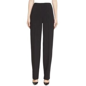 St John Caviar Size 4 Diana Straight Leg Pants Black Office Career Black
